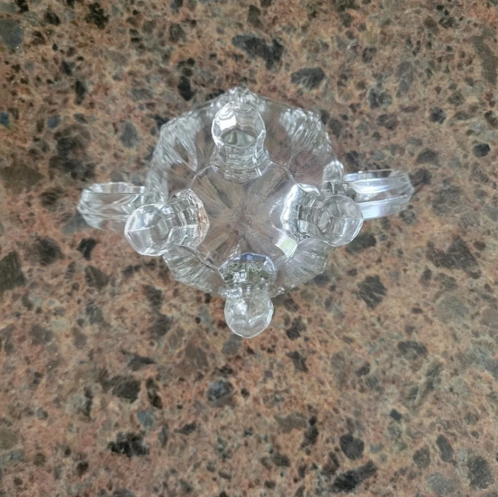 Vintage Indiana Glass sugar bowl Dish‎ 4 footed depression glass #B scalloped